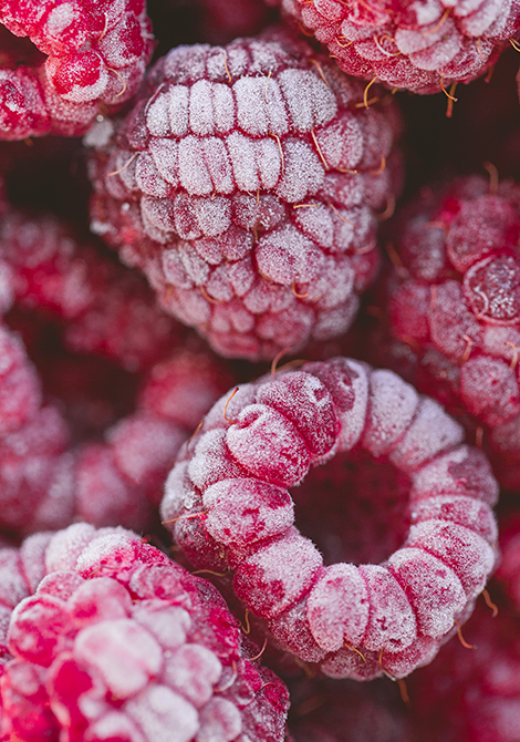 Les framboises gelées donnent un style romantique à votre cocktail pour la Saint Valentin